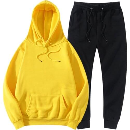 2021 New Mens Womens Pure Color Pullover + Pants Autumn and Winter Fashion Suit Simple and comfortable suit