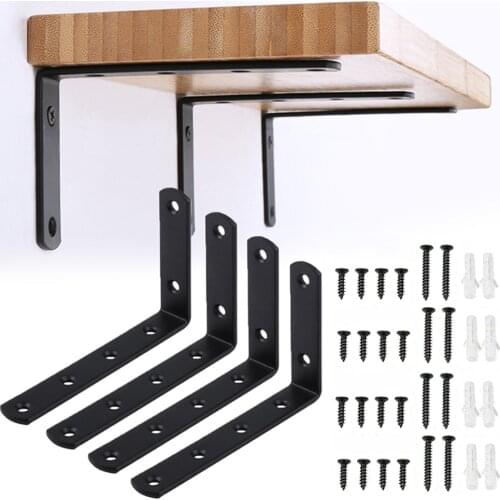 2x 4x Wall Mounted L Shaped Angle Shelf Heavy Duty Cast Iron Metal Bracket Supports Thickened Corner Brace Furniture Hardware