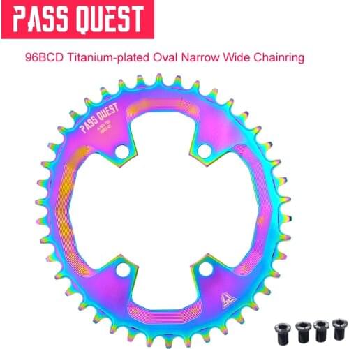 96mm BCD OVAL Durable Titanium-Plated ChainRing 32T 34T 36T 38T 40T 42T Suit for M6000 M7000 M8000 M9000 Bicycle Chainrings