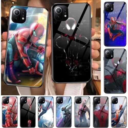 Spider Man Art Tempered Glass Phone Case For Redmi Xiaomi 11 Lite pro Ultra 10T 10 9 8 MIX 4 Cover Silicone shell Cases