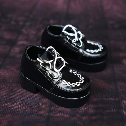 D01-P115 children handmade toy 1/3 1/4 Doll Accessories BJD/SD doll Black spelled strap student shoes 1pair