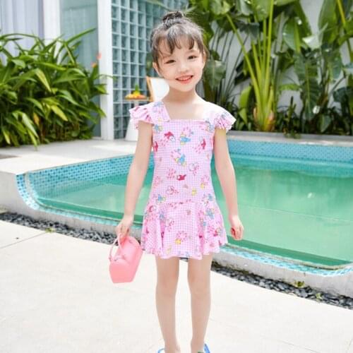 Childrens swimsuit girls' summer middle and small childrens new one-piece girls Princess swimsuit 2021 babys lovely swimsuit