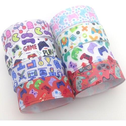 DHK 50yards Game Gamepad Printed Grosgrain Ribbon Accessory Hairbow Headwear Decoration DIY Wholesale OEM S1601