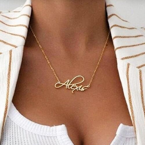 Customized Stainless Steel Name Necklace Nameplate Pendant Personalized Customized Fashion Gold Necklaces for Women Jewelry Gift