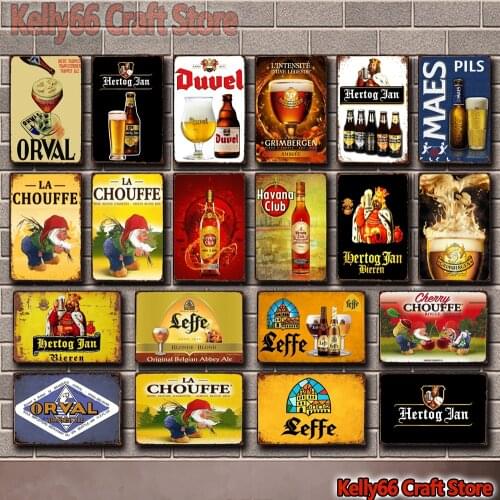 [ Kelly66 ] Belgian Beer Hertog Jan La CHouffe Orval Havana Club Leffe Tin Metal Sign Home Decor Painting 20*30 CM Size Dy181