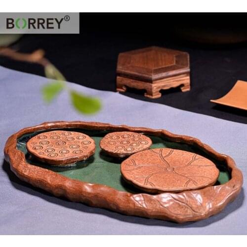 BORREY Ceramic Tea Tray Chinese Style Tea Tabl Kung fu Tea Coffee Kettle Teapot tray Chinese Tea Room Ceremony Tool Tea Board