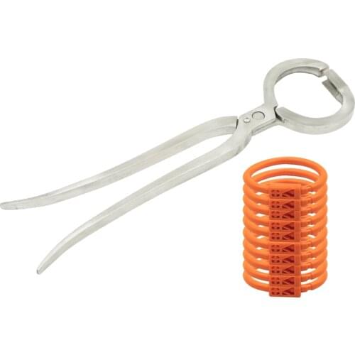 1Pcs Livestock Cow Cattle Nose Ring Install Special Pliers and 10Pcs Plastic Cattle Nose Ring Cattle Horse Farm Livestock Tools