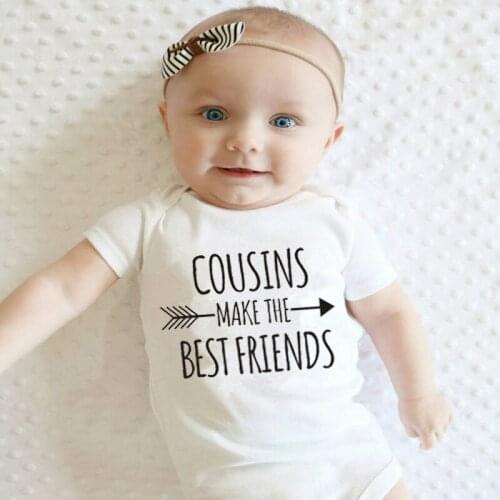 Cute Cousins Make The Best Friends Baby Clothes Summer Newborn Kids Baby Boy Girl Bodysuit Jumpsuit Clothing Outfits 0-18M