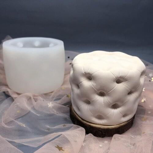 Creative Simulation Sofa Stool Art DIY Scented Candle Craft Home Decoration Silicone Mold Aromatherapy Plaster Cylindrical Round