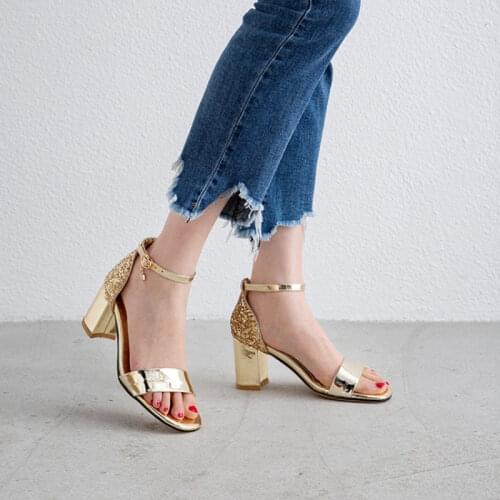 LeShion Of Chanmeb Luxury Shiny Bling Bling Sandals Women Summer Party Shoes Woman Mirror Silver Gold Ankle Strap Glitter Sandal