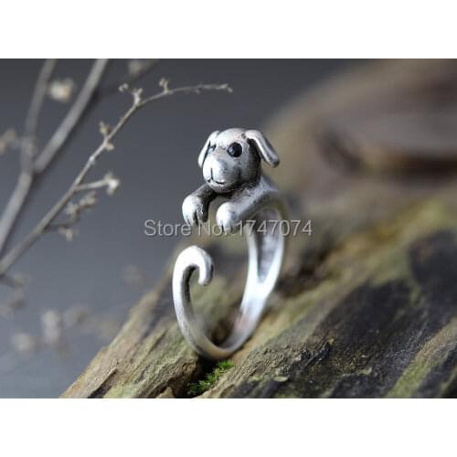 Trendy New Vintage Puppy Baby Dog Rings Antique Silver Bronze Cute Women Rings Men Lovely Gift Hot Sale