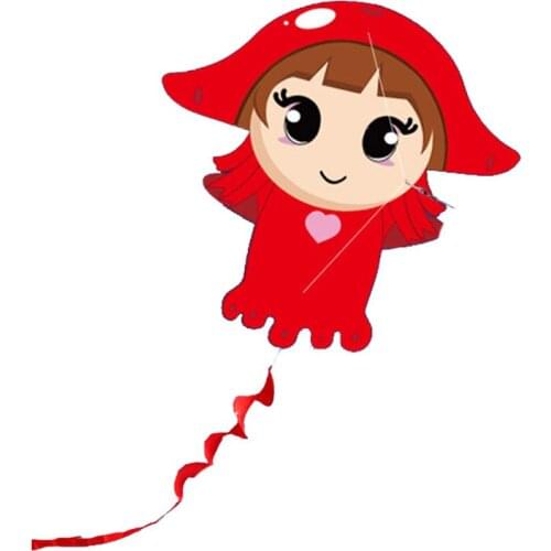 Cartoon Little Girl Single Kite Flying for Children Kids Outdoor Toys Beach Park Playing With Handle And Line