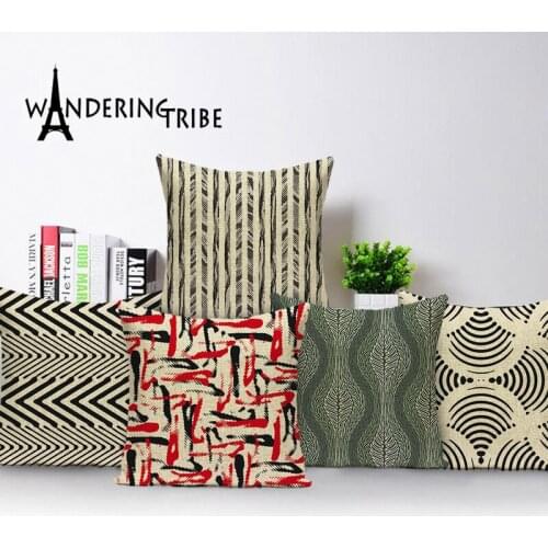 Home Decoration Nordic Flax Pillowcase Shabby Chic Geometric Throw Pillow Covers Custom Quality Housewares Cushion Cover 45X45Cm