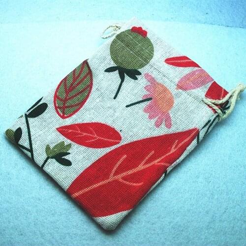 10pcs new jewelry gift bags women pouches size 10x14mm all plants flower leaf cactus many designs for your choice cherry