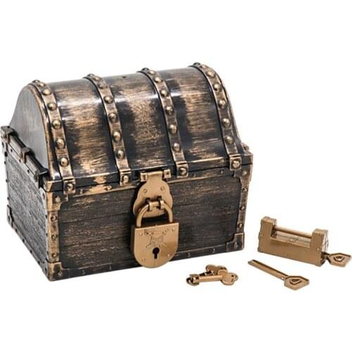 Pirate Treasure Chest Pirate Box With 2 Locks Party Favors Kids Toy Boy Gift