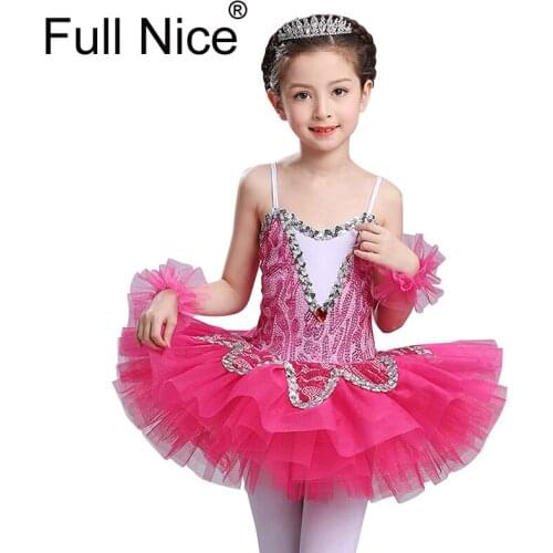 Professional Ballet Tutu The little girl Swan Lake Costume White Red Blue Ballet Dress for Children Pancake Tutu Girls Dancewear