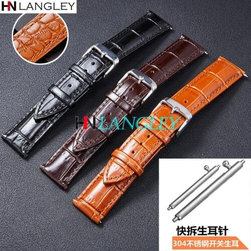 Genuine Leather Quick Release 18/19/20/21/22 Mm Cowhide Strap Switch Ear Bar Watch Band for Samsung Galaxy 46/42mm Watch Active