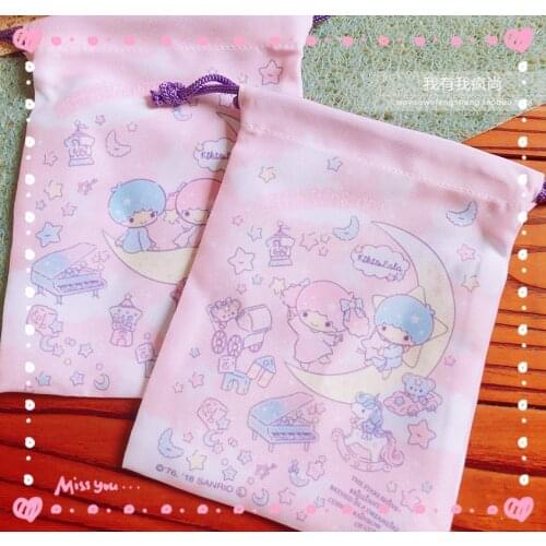 Cartoon Cute Gemini Drawstring Bag For Mobile Phone Earphone Cable Travel Portable Storage Package Universal Phone Bags Handbag