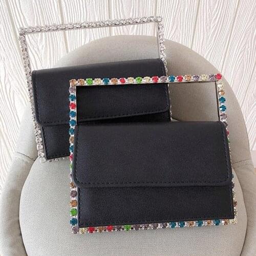 Luxury Mini Handbag For Women PU Leather Evening Clutch Bag Fashion Square Shape Diamond Black White Ladies Wedding Purse ZD1787