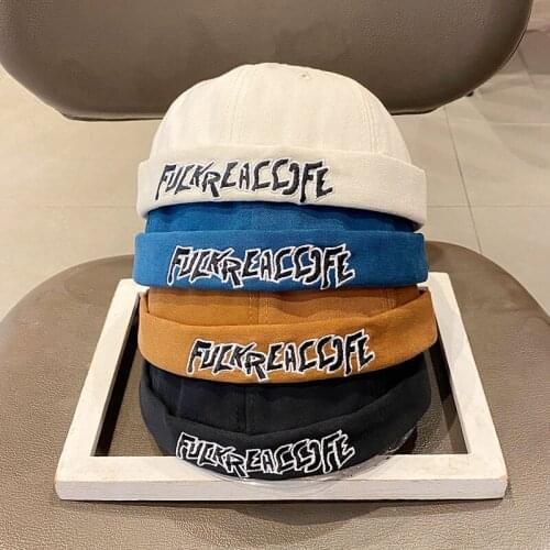 Vintage Docker Cap Brimless Hat Men Hip Hop Hat Boys Beanie Hats Cotton Retro Adjustable Embroidery Landlord Sailor Cap Women