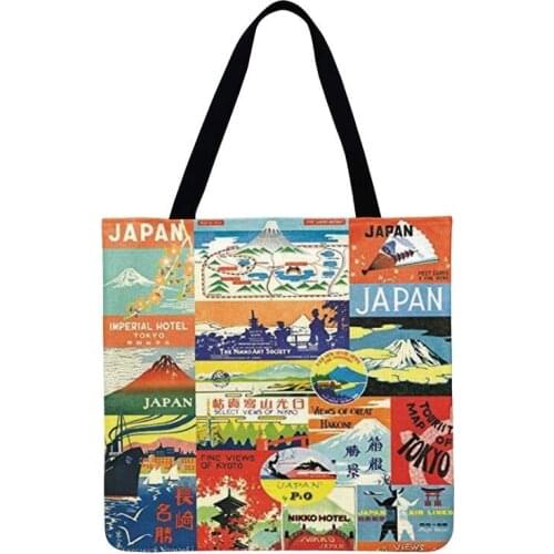 Advertising Art Design Printed Tote Bag For Women Casual Tote Ladies Shoulder Bag Foldable Shopping Bag Outdoor Beach Bags