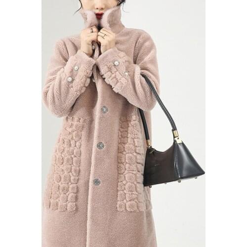 Real Fur Coat Women Mink Fur Collar Sheep Shearing Winter Coat Women 100% Wool Jacket Women Clothes 2020 6615 YY1168