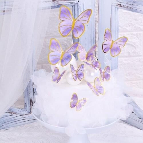 10pcs Handmade Painted Butterfly Cake Topper For Wedding Birthday Party Baby Shower Happy Birthday Cake Toppers Cake Decoration