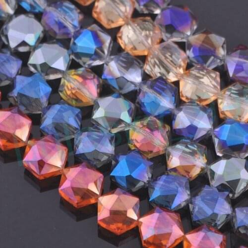 12mm 16mm 20mm 22mm Loose Hexagon Faceted Crystal Glass Crafts Beads For Jewelry Making DIY