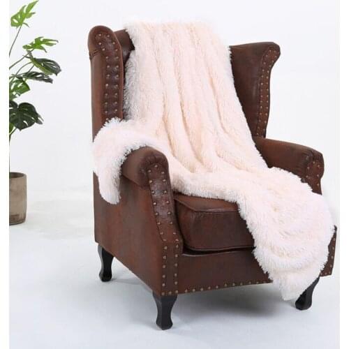 2021 Coral Fleece Blanket Solid Warm Long Shaggy Fuzzy Blanket Throw Rug Sofa Bedding Baby Blanket 5 Solid Colors Decoration