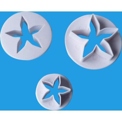 3PCS Flower Plunger Cutter Leaf Fondant Decor Sugar Craft Mold Five-Pointed Star Cookie Cutter DIY Cake Decorating Tools