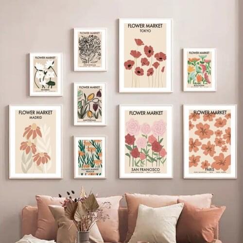 Abstract Flower Market Wall Art Print Canvas Painting Nordic Vintage Botanical Poster Gallery Wall Picture For Living Room Decor