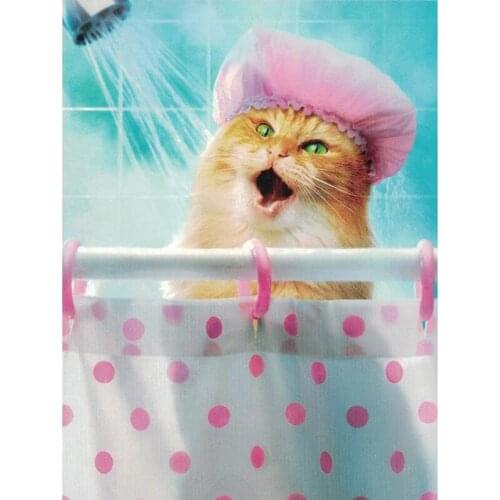 5D DIY Diamond Embroidery cute Shower Cat Diamond Painting Cross Stitch full Square Rhinestone Mosaic home decoration gift