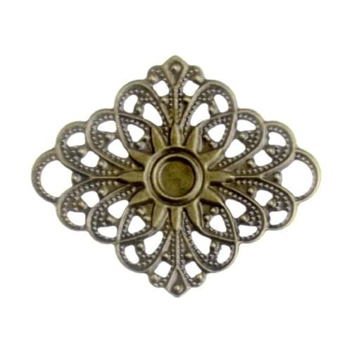 Free shipping 8Pcs Filigree Wraps Connectors Metal Crafts Decoration DIY Findings Ancient Bronze Tone Hollow 40mm x 48mm F0452