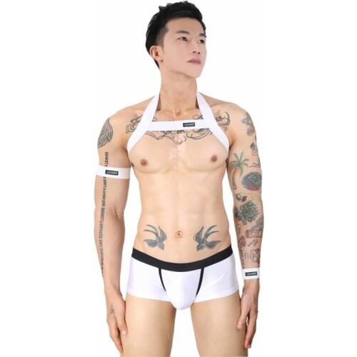 Men Sexy Harness Straps Bondage Boxer Lingerie Underwear Elastic Erotic Fetish Hollow Costume Set Hombre