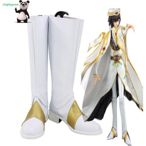 CosplayLove Code Geass Lelouch King Wear White Shoes Cosplay Long Boots Leather Custom Made For Christmas