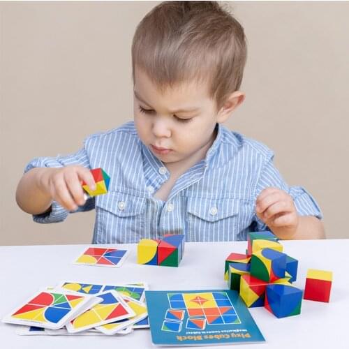 Preschool Baby toy 3D Jigsaw Puzzle Pixy cubes Spatial thinking learning Educational Monterssori Wooden toy for Children