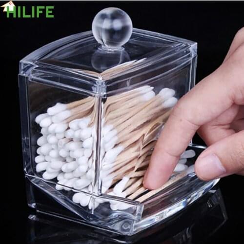 For Cosmetics Sample Lipstick Cotton Pads Crystal Acrylic Cotton Swabs Storage Box Transparent Desktop Storage Boxes