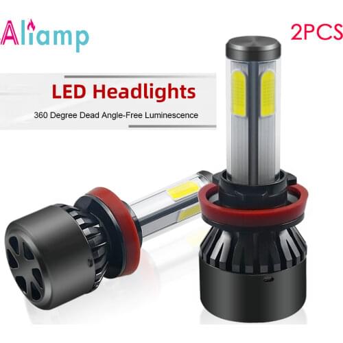 Headlight H7 Zenon Hid Kit Canbus Car LED Bulb H1 H3 H4 H11 D1S D2S D3S H13 H15 HB4 9006 7200LM 9012 Auto 2Pcs 9-36V Mini 4 Side