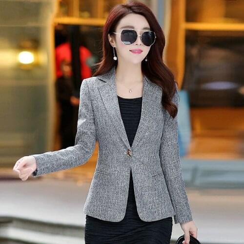 Hot Sale 2020 Spring Autumn Fashion New Women Blazers and Jackets Casual Full Sleeve Solid Single Button Slim Plus Size Coat