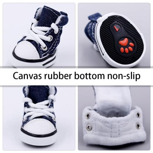 Pet Dog Canvas Shoes Chihuahua York Teddy Bear Non-slip Rubber Shoes For Small Dogs Boots Socks Pets Supplies Four Seasons
