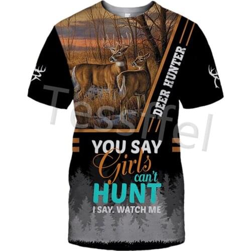 Tessffel 3D Printed Camouflage Hunting Deer Hunter New Summer Harajuku Short Sleeve Mens T-shirt Unisex Streetwear Top Style-5