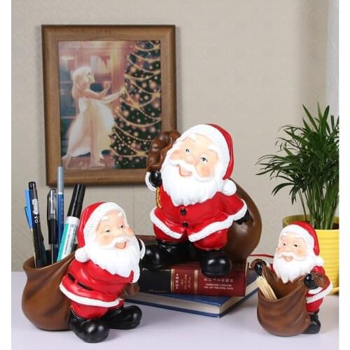 Christmas Santa Claus Resin Piggy Bank Decoration Ornament Coin Penny Collectible Saving Storage Box Kids Christmas Gift