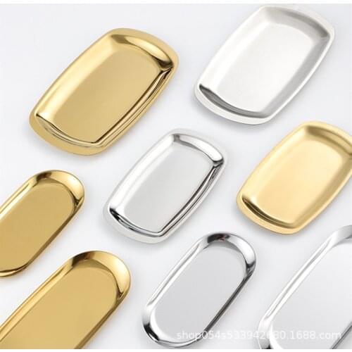 Stainless steel square plate barbecue plate flat bottom plate snack plate heart dish Korean cooking tableware