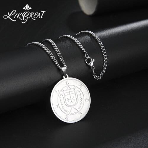 LIKGREAT Great Duke Crocell Pendant Necklace for Women Men Stainless Steel Lesser Key of Solomon Talisman Witchcraft Jewelry