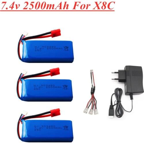903480 2500mAh 2S 7.4V 25C Lipo Battery for Syma X8C X8W X8G RC Drone Spare Parts 7.4v Battery with voltage protection board