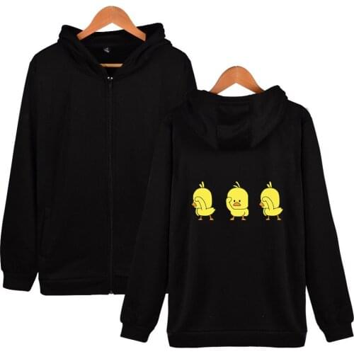 LUCKYFRIDAYF Yellow Duck cartoon cute fashion zipper men women hoodies jacket casual zip up long sleeve hooded sweatshirts tops