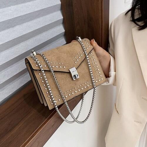 Scrub Leather Small Shoulder Messenger Bags For Women 2019 Chain Rivet Lock Crossbody Bag Female Travel Mini Bags