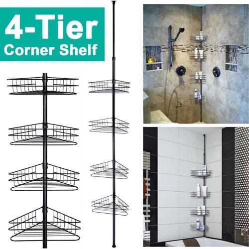 Metal Four-layer Bathroom Storage Shelf With 4 Automatic Draining Metal Baskets Saves Space And Can Accommodate Shampoo/Soap