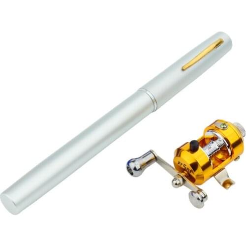 Mini Ice Fishing Rod Pen Fishing Rod Reel Combo Set Telescopic Pocket Fishing Rod Pole + Reel Aluminum Alloy Fishing Line