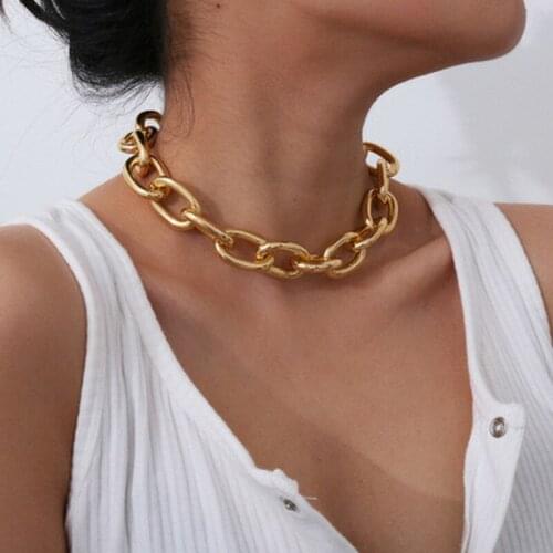 Multi Layered Golden Chain Choker Necklace for Women Hip Hop Big Thick Chunky Clavicle Chain Charm Jewelry New Necklace